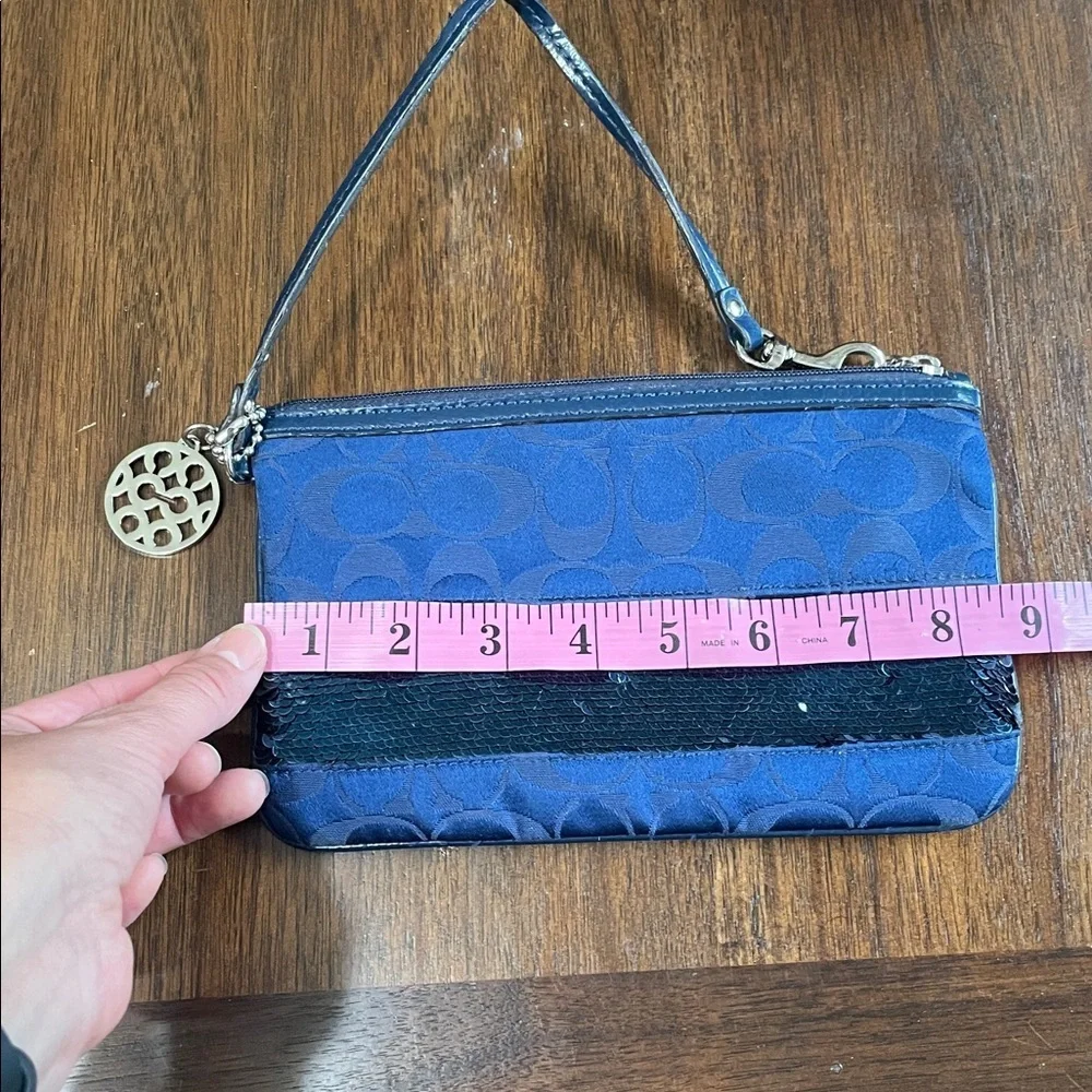 Coach Blue Sequin Signature Wristlet